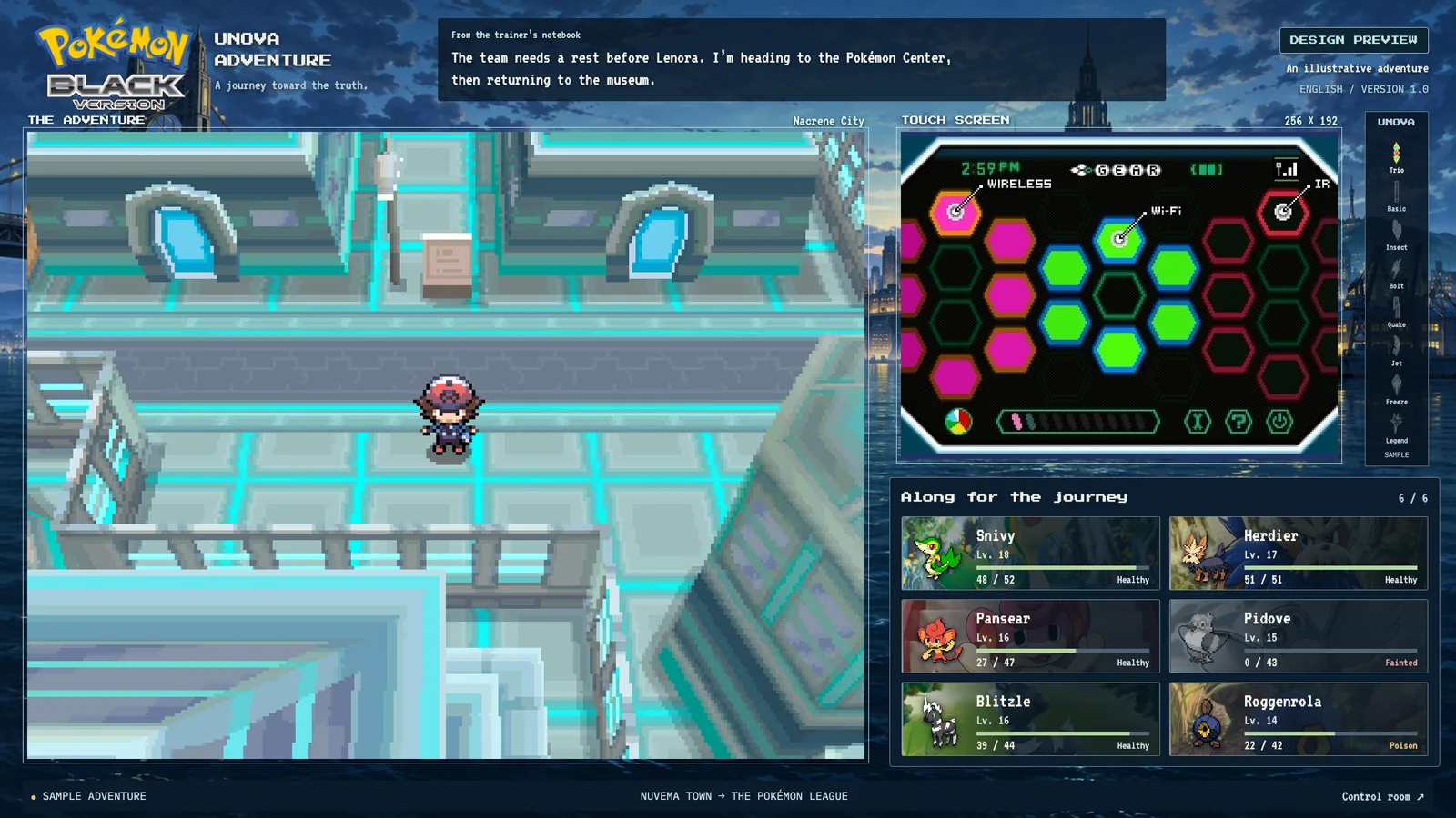 Layout de doble pantalla de Pokémon Negro