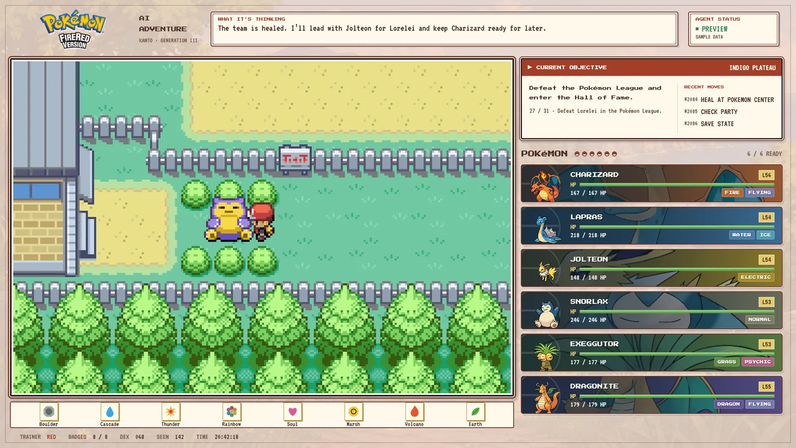 Layout de Pokémon Rojo Fuego con partida en directo