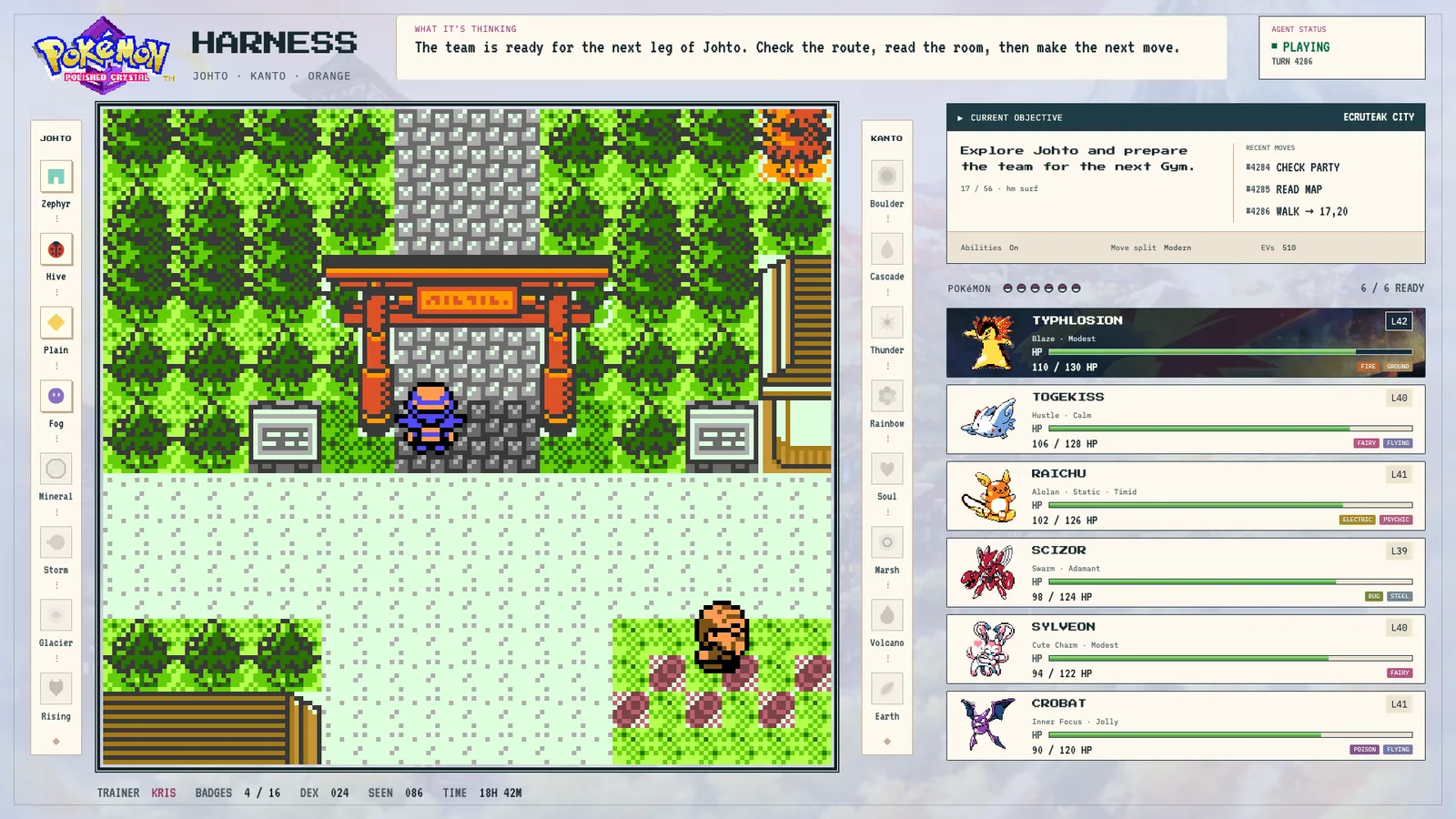 Layout de Polished Crystal con partida en directo